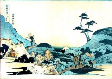 Hokusai Pintura al %C3%B3leo - Paisaje con dos halconeros Katsushika Hokusai japonés.